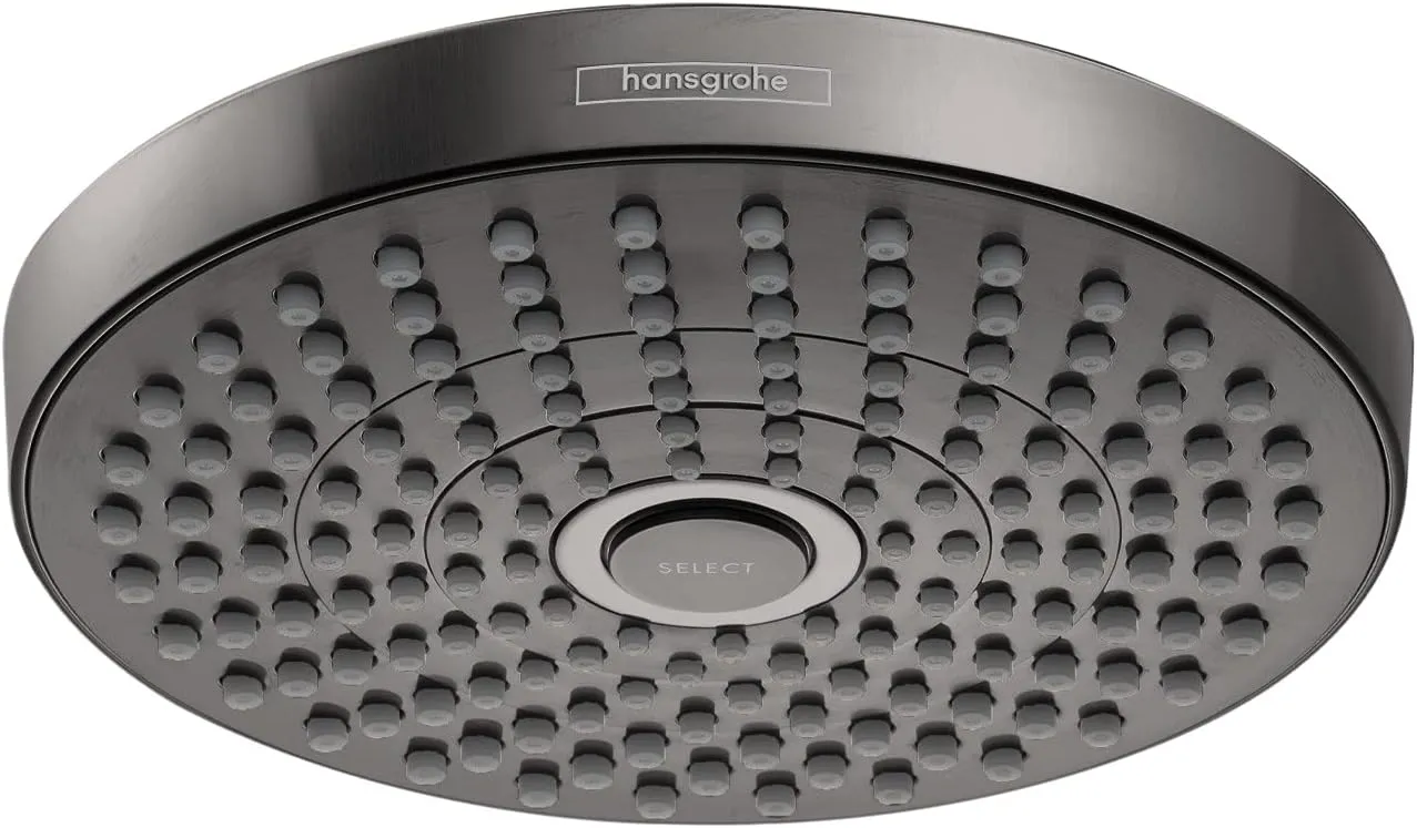 hansgrohe Croma Select S 7-inch ShowerheadLow Flow Modern 2-Spray Rain, IntenseRain Water Saving with QuickClean in Brushed Black Chrome, 04388340 Showerhead