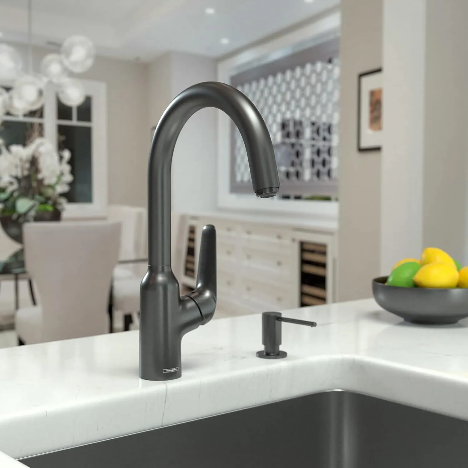 hansgrohe Focus N 14-inch Tall 1-Handle Bar Faucet in Brushed Black Chrome, 71802341