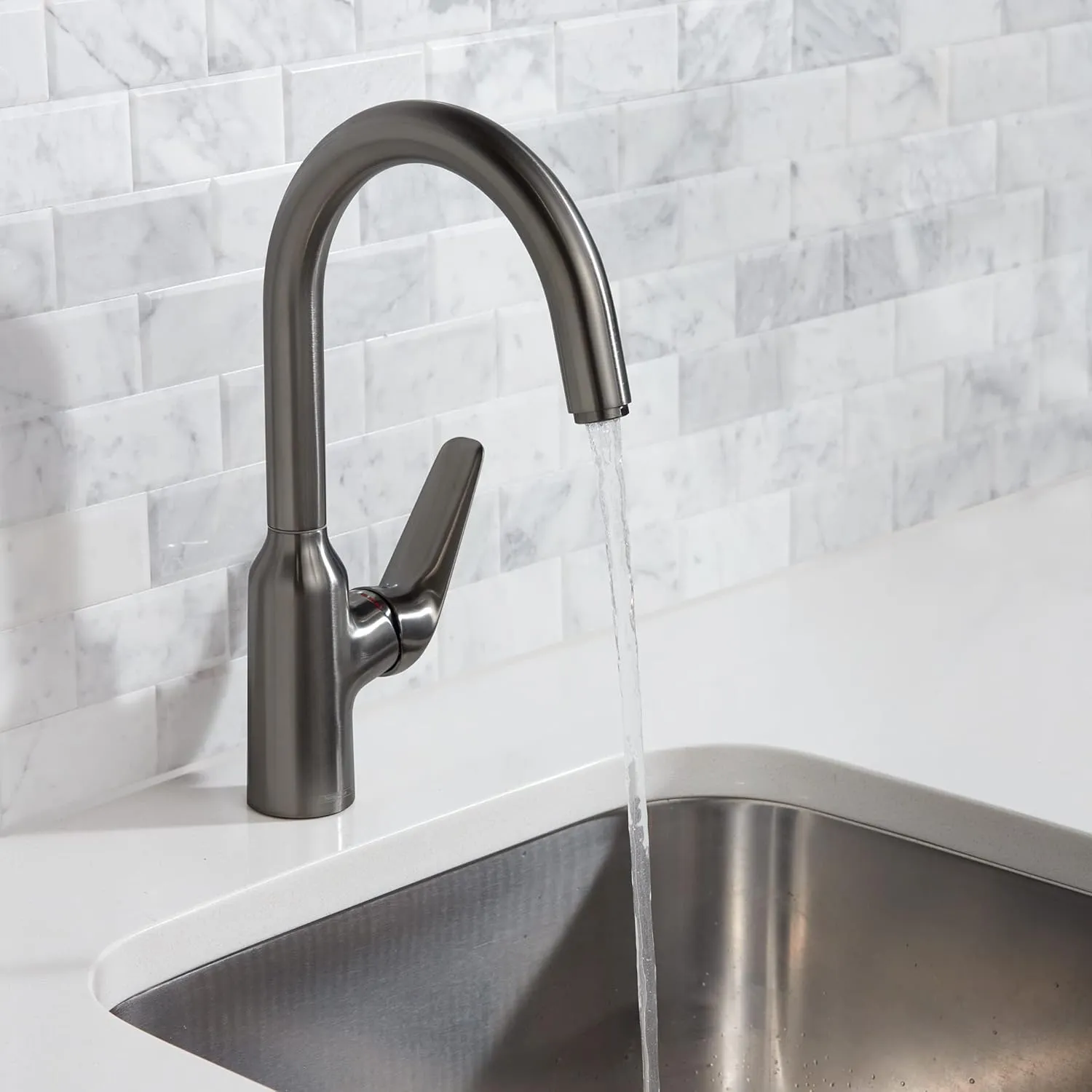 hansgrohe Focus N 14-inch Tall 1-Handle Bar Faucet in Brushed Black Chrome, 71802341