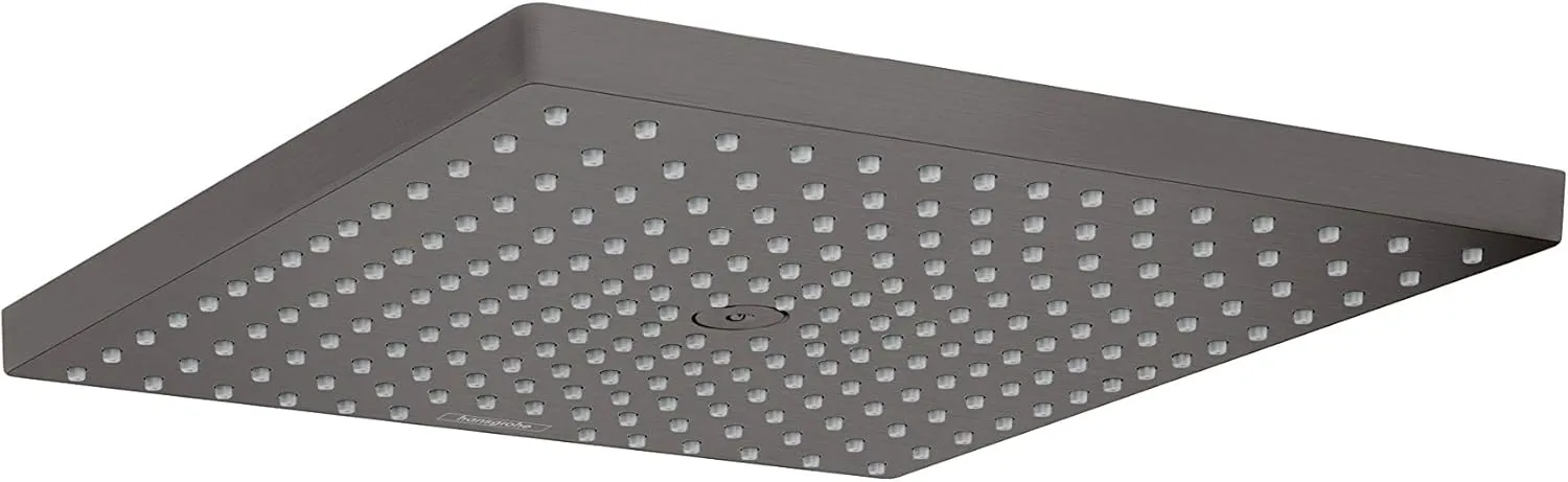 hansgrohe Raindance E 12-inch ShowerheadLow Flow Modern 1-Spray Rain Water Saving with QuickClean in Brushed Black Chrome, 26240341 Showerhead, 1.8 GPM