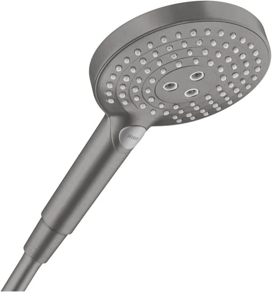 hansgrohe Raindance Select S Easy Install 5-inch Handheld Shower Head Modern 3-Spray PowderRain, Rain, Whirl 26037341 Handshower, 2.5 GPM, Brushed Black Chrome