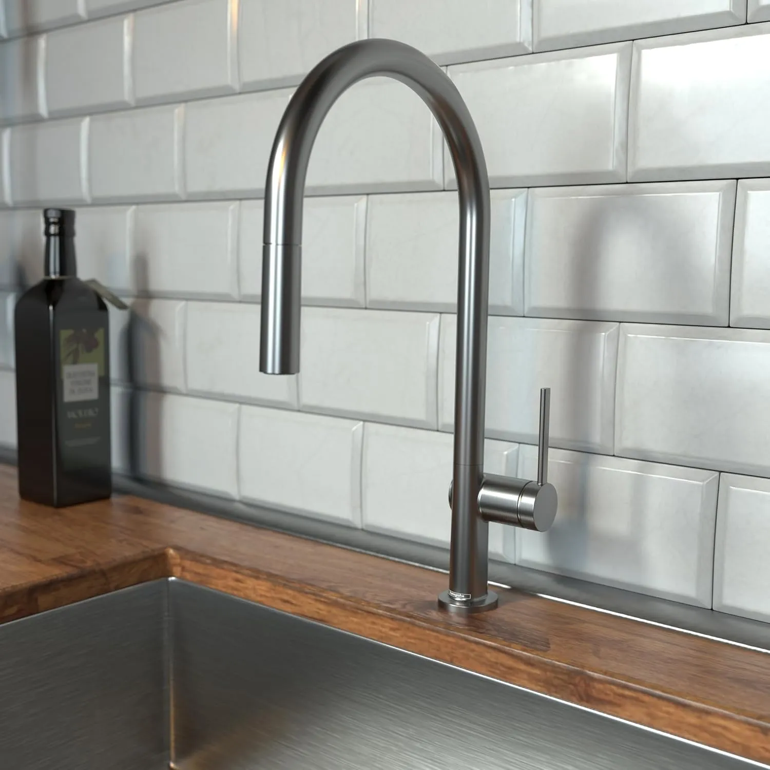 hansgrohe Talis N Black High Arc Kitchen Faucet, Kitchen Faucets with Pull Down Sprayer, Faucet for Kitchen Sink, Magnetic Docking Spray Head, Brushed Black Chrome 72800341