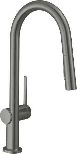 hansgrohe Talis N Black High Arc Kitchen Faucet, Kitchen Faucets with Pull Down Sprayer, Faucet for Kitchen Sink, Magnetic Docking Spray Head, Brushed Black Chrome 72846341