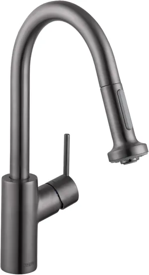hansgrohe Talis S² Black Bar Kitchen Faucet, Kitchen Faucets with Pull Down Sprayer, Faucet for Kitchen Sink, Magnetic Docking Spray Head, Brushed Black Chrome 04286340