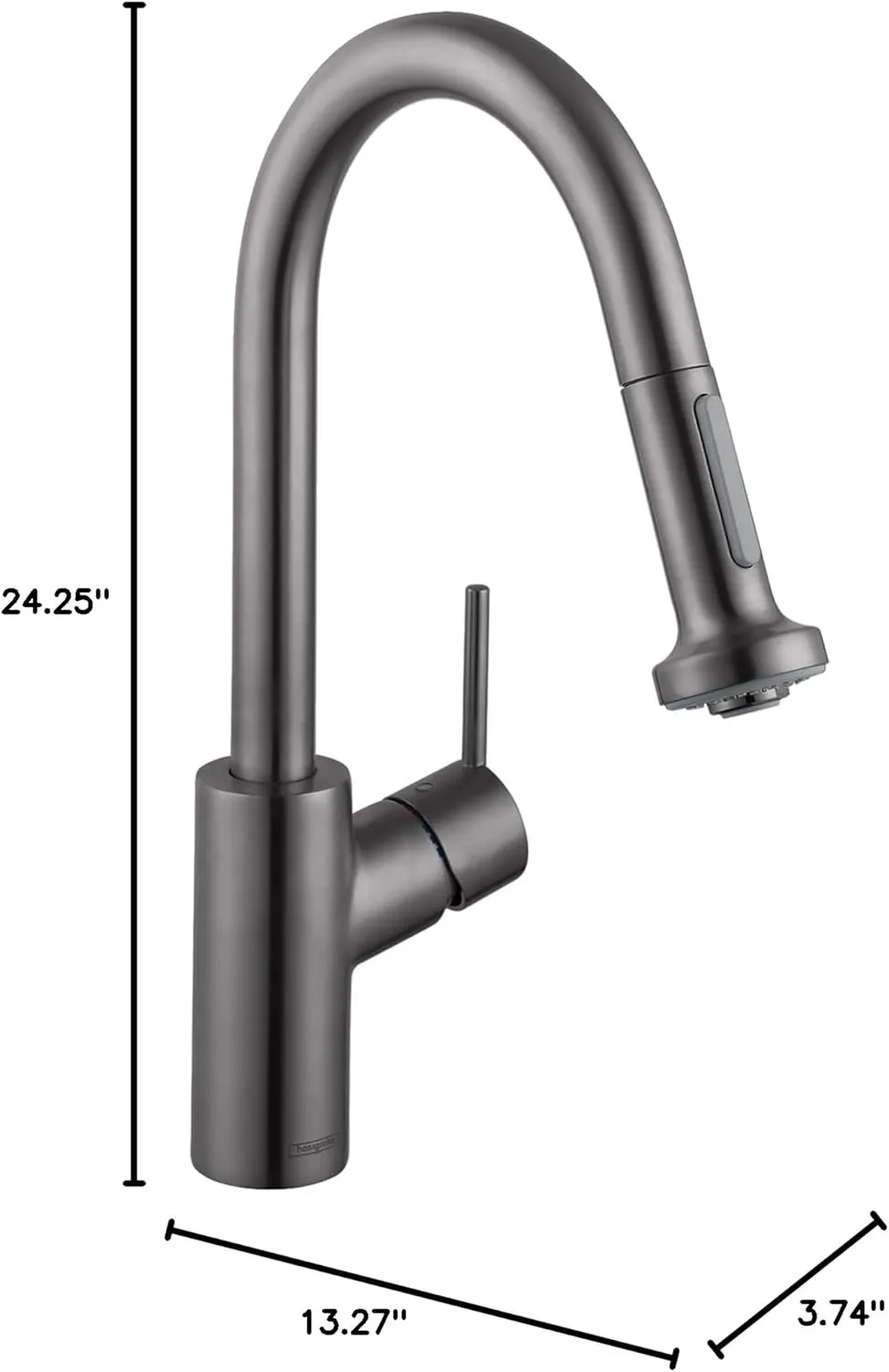 hansgrohe Talis S² Black Bar Kitchen Faucet, Kitchen Faucets with Pull Down Sprayer, Faucet for Kitchen Sink, Magnetic Docking Spray Head, Brushed Black Chrome 04286340