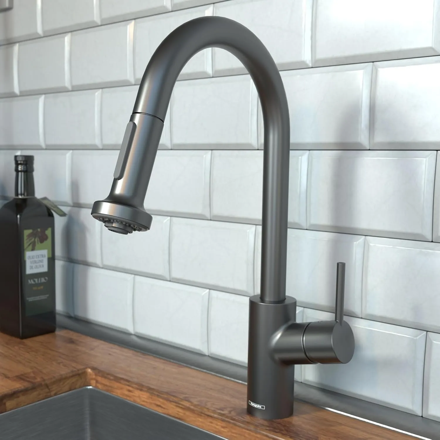 hansgrohe Talis S² Black Bar Kitchen Faucet, Kitchen Faucets with Pull Down Sprayer, Faucet for Kitchen Sink, Magnetic Docking Spray Head, Brushed Black Chrome 04286340