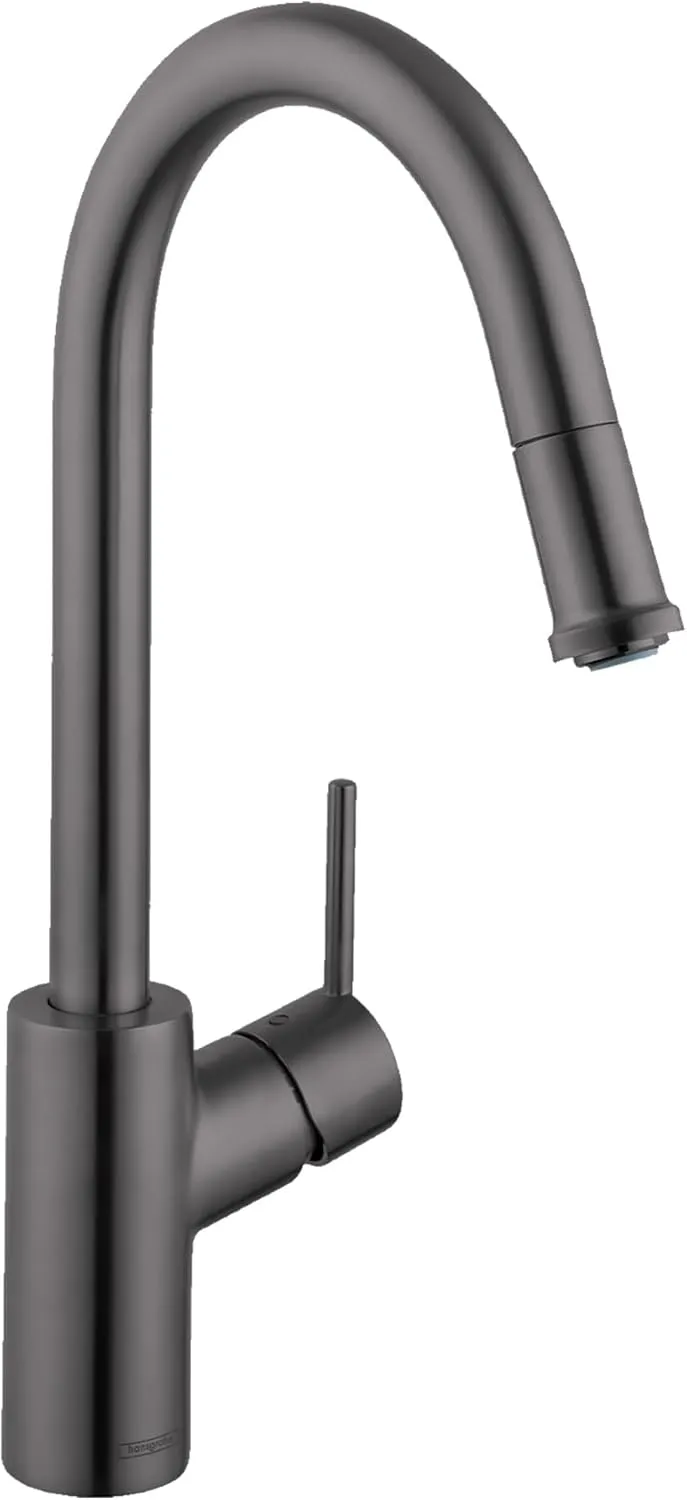 hansgrohe Talis S² Black High Arc Kitchen Faucet, Kitchen Faucets with Pull Down Sprayer, Faucet for Kitchen Sink, Magnetic Docking Spray Head, Brushed Black Chrome 14872341