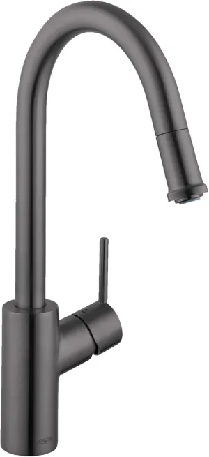 hansgrohe Talis S² Black High Arc Kitchen Faucet, Kitchen Faucets with Pull Down Sprayer, Faucet for Kitchen Sink, Magnetic Docking Spray Head, Brushed Black Chrome 14872341