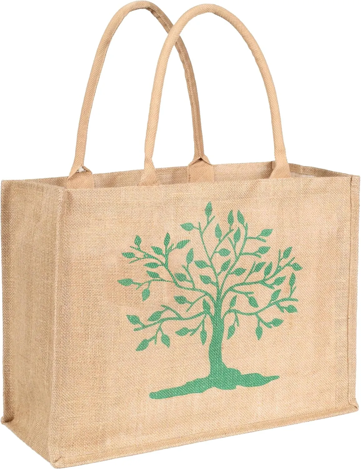 Heavy Duty Reusable Jute Burlap Tote Bags 17x12.50x7 inches for Shopping Grocery Wedding Welcome Gifts Beach & More