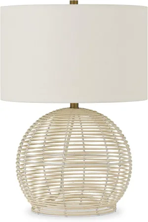 Henn&Hart 21.5" Tall Rattan Table Lamp with Fabric Shade in Rattan, for Home, Living Room, Bedroom, Entertainment Room, Office, Kitchen, Dining