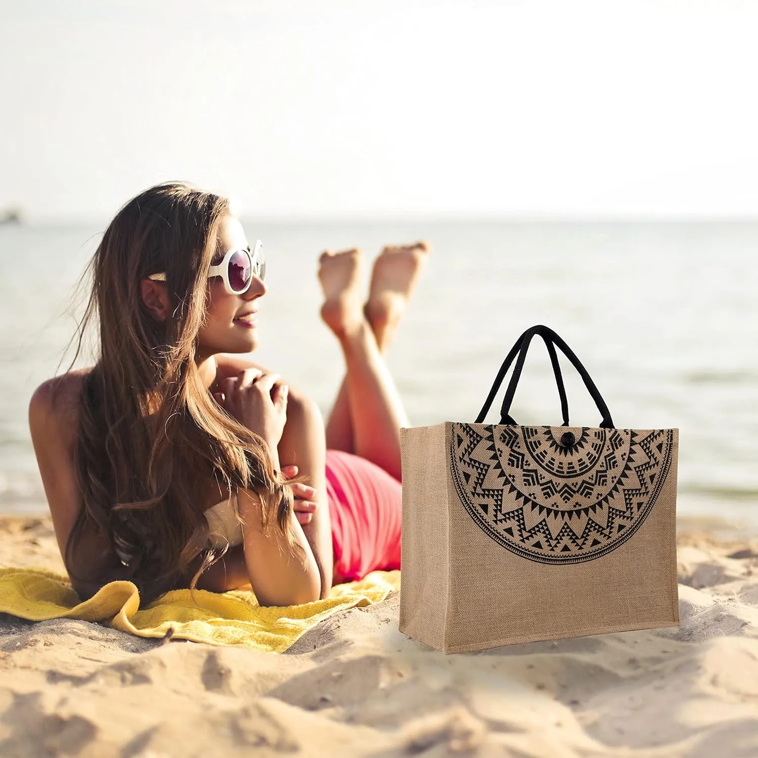 Hibala Woven Large Beach Bag Straw Bag Beach Tote Handmade Weaving Shoulder Bag Tassel Bag Handbag