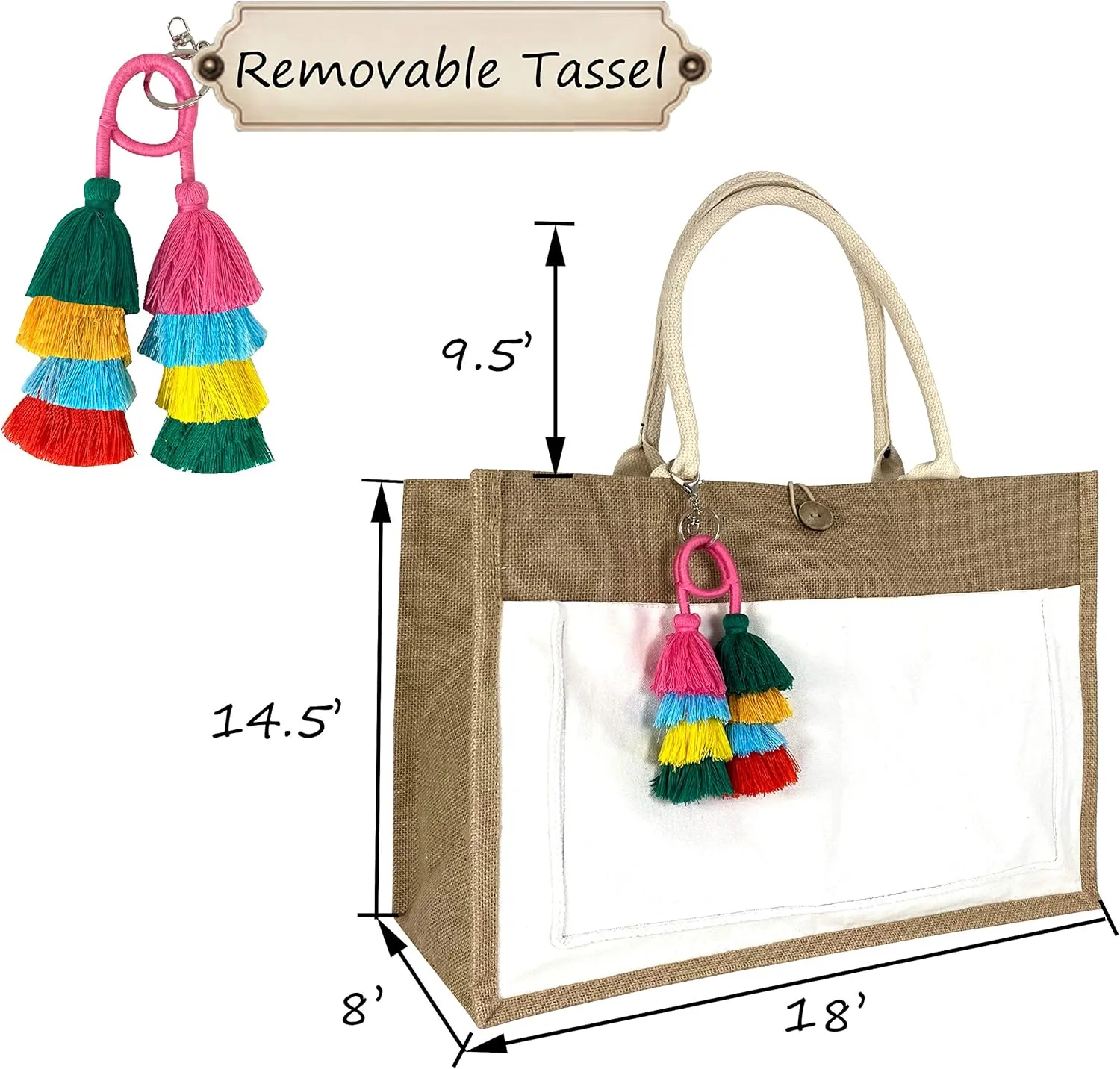 Hibala Woven Large Beach Bag Straw Beach Tote Handmade Weaving Shoulder Tassel Bag Handbag