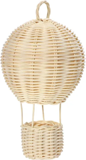 Home Decor Rattan Woven Lampshade Hot Air Balloon Shape Lampshade Light Bulb Cage Ceiling Pendant Light Cover Wicker Lamp Cover for Home Kitchen Tea House Vintage Decor
