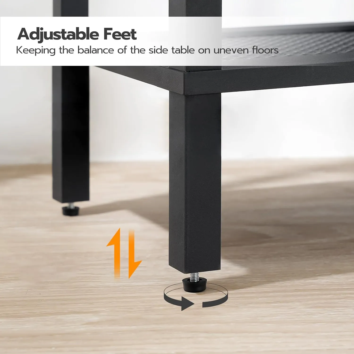HOOBRO End Table, Small Side Table with 2-Tier Storage Shelves, Nightstand with Faux Rattan Decoration, for Small Space, Living Room, Bedroom, Black BK91BZ01