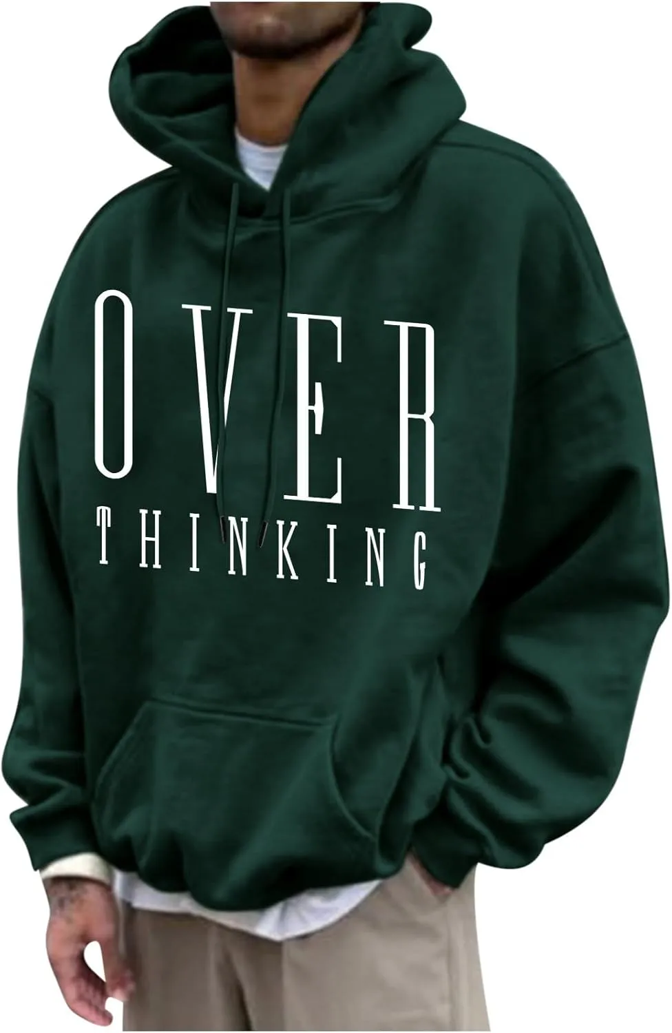 Hoodies for Men Pullover Mens Workout Hoodie Drawstring Graphic Print Pullover Casual Stylish Hooded Sweatshirts