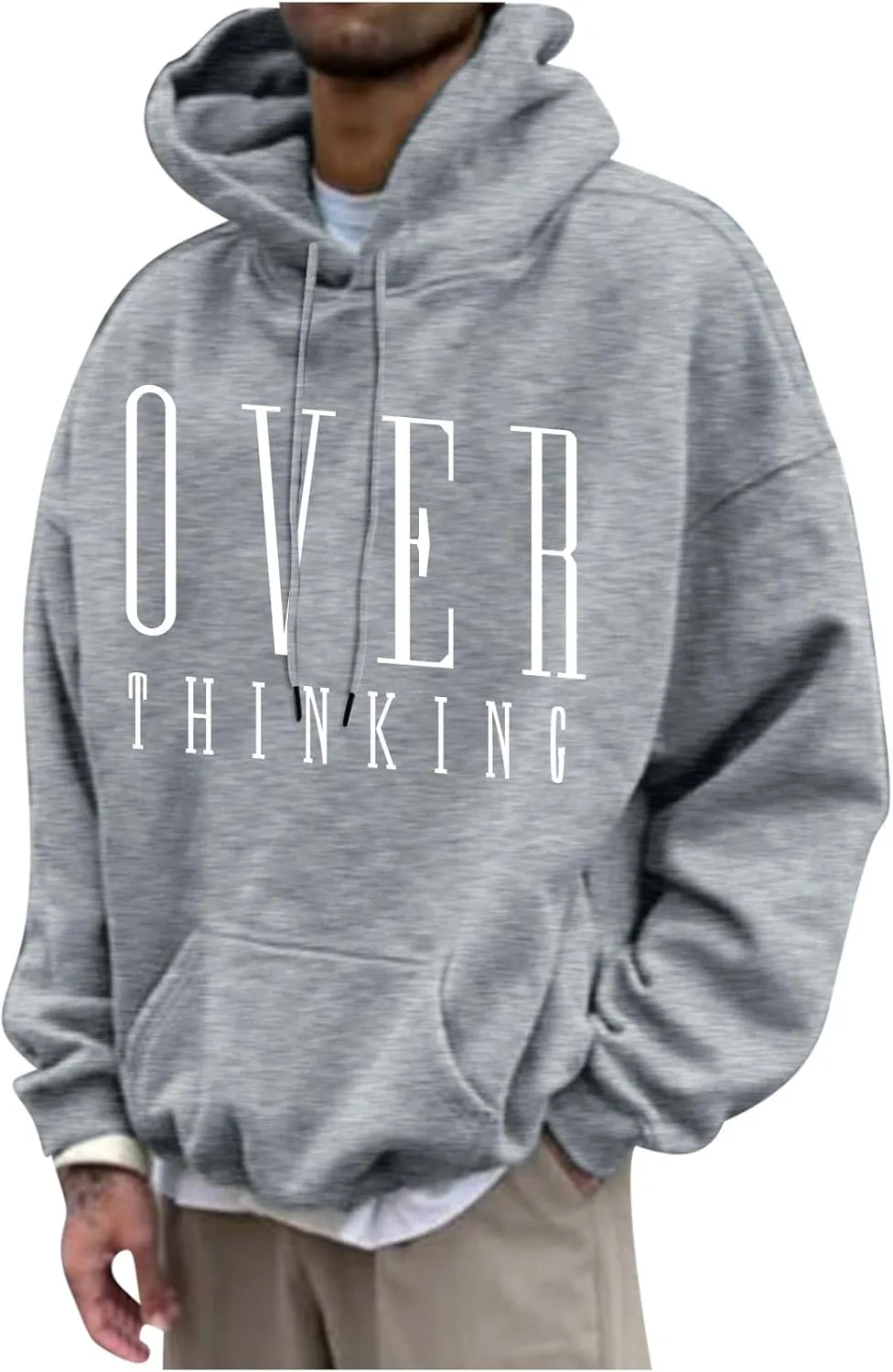 Hoodies for Men Pullover Mens Workout Hoodie Drawstring Graphic Print Pullover Casual Stylish Hooded Sweatshirts