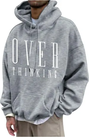 Hoodies for Men Pullover Mens Workout Hoodie Drawstring Graphic Print Pullover Casual Stylish Hooded Sweatshirts