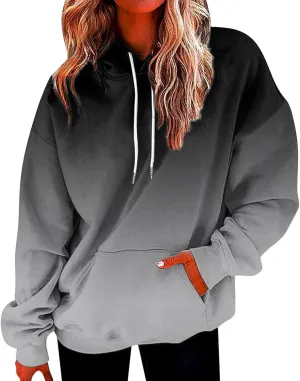 Hoodies for Women Drawstring Pullover Multicolor Hoodie Casual Long Sleeve Oversized Sweatshirts with Pockets