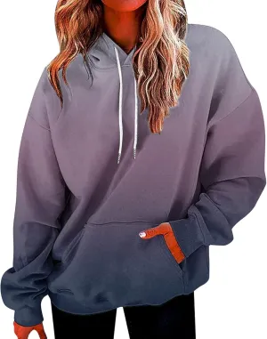 Hoodies for Women Drawstring Pullover Multicolor Hoodie Casual Long Sleeve Oversized Sweatshirts with Pockets