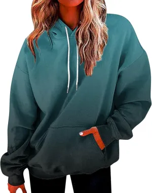 Hoodies for Women Drawstring Pullover Multicolor Hoodie Casual Long Sleeve Oversized Sweatshirts with Pockets