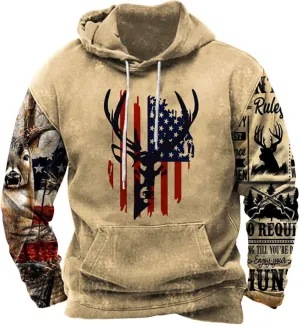 Hoodies Graphic for Men 2023 Drawstring Long Sleeve Western Aztec Ethnic Hooded Sweatshirts Ethnic Print Pullover