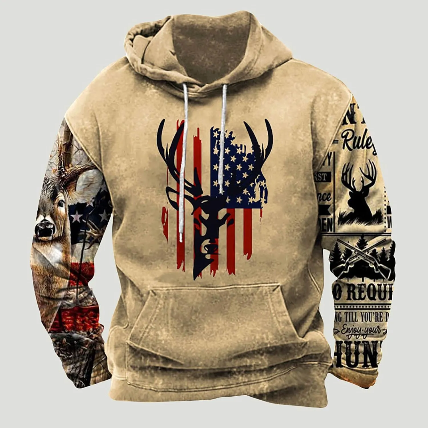 Hoodies Graphic for Men 2023 Drawstring Long Sleeve Western Aztec Ethnic Hooded Sweatshirts Ethnic Print Pullover