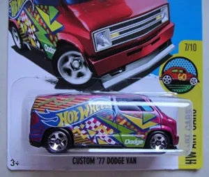 HOT WHEELS HW ART CARS 7/10 CUSTOM '77 DODGE VAN 197/250 SHOWDOWN SCAN & RACE CARD