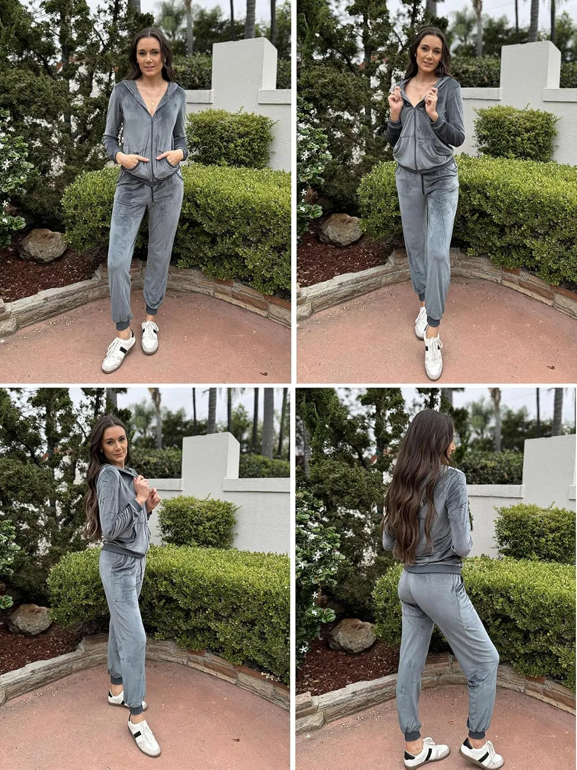 HOTOUCH Womens Casual Velour Tracksuit Set Full Zipper Hoodie Workout Pants Velvet Sweatsuit Jogging Suits XS-XXL