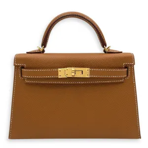 HSS Sellier Kelly 20 Gold/Rose Shocking in Epsom, Gold hardware