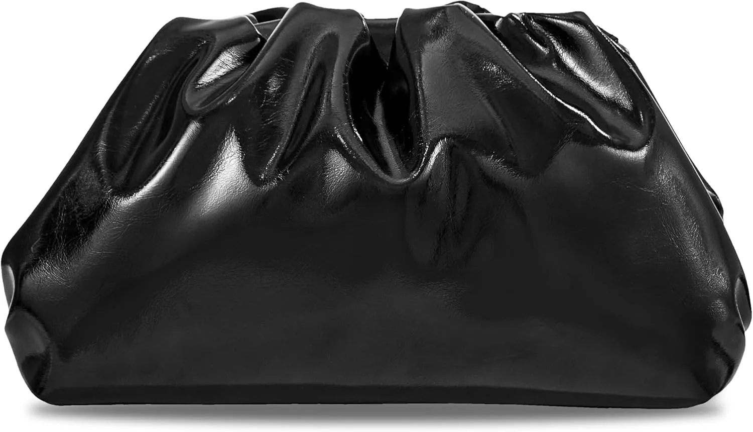 Huralona Dressy Pleated Vegan Leather Clutch Ruched Bag Purse Metallic PU Clutch Cloud Dumpling Bag for Women