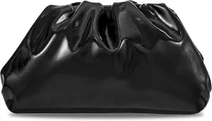 Huralona Dressy Pleated Vegan Leather Clutch Ruched Bag Purse Metallic PU Clutch Cloud Dumpling Bag for Women