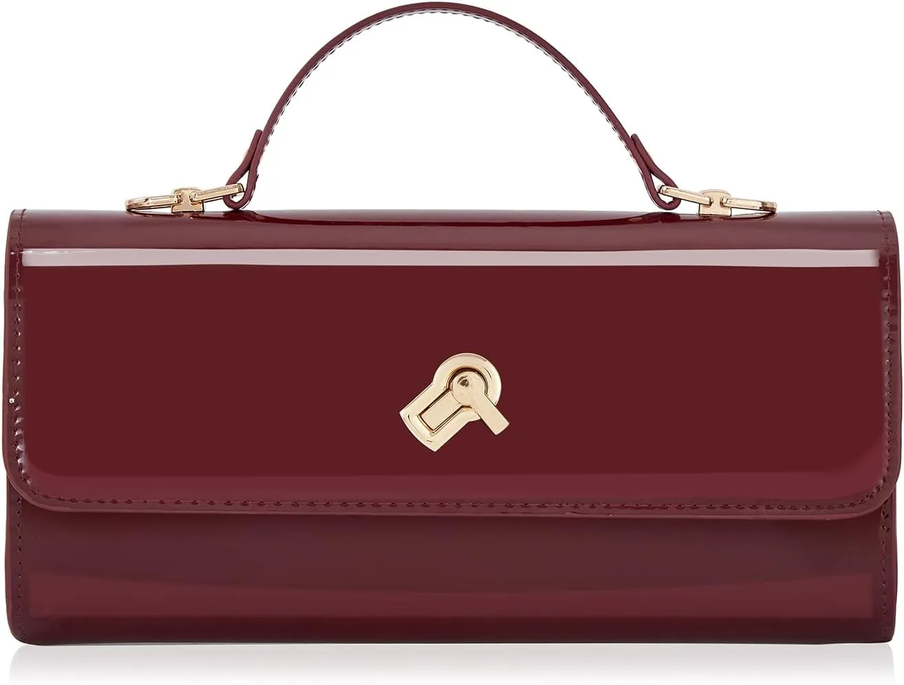 Huralona Women Metallic PU Leather Evening Clutch Purse Square Box Handbag Crossbody Shoulder Bag with Twist Lock Closure