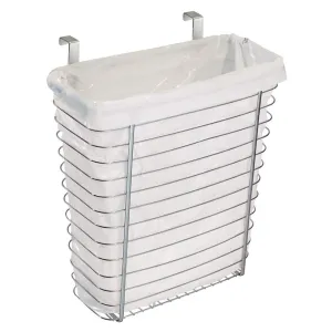 iDesign Axis Steel Over the Cabinet Storage Basket Organizer for Kitchen, Pantry, Bathroom, Office, Dorm Room, 7.1" x 12.2" x 14.2", Chrome