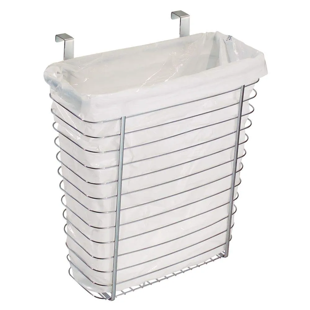 iDesign Axis Steel Over the Cabinet Storage Basket Organizer for Kitchen, Pantry, Bathroom, Office, Dorm Room, 7.1" x 12.2" x 14.2", Chrome