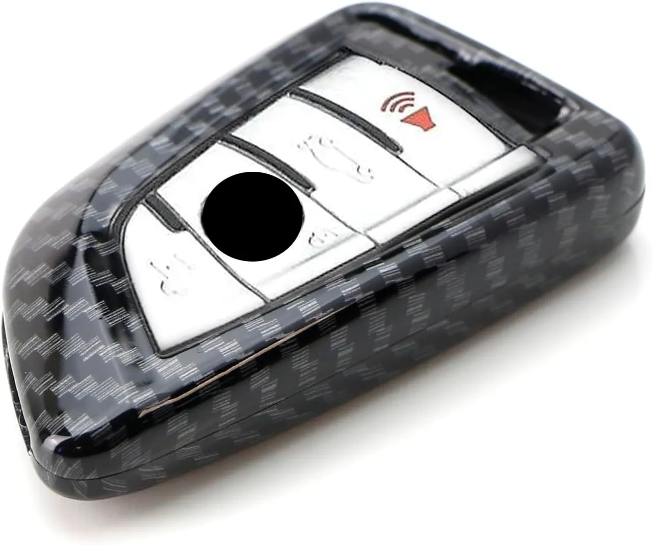iJDMTOY Exact Fit Gloss Metallic Carbon Fiber Pattern Smart Remote Key Fob Shell Compatible with BMW X1 X4 X5 X6, 5 Series, 7 Series; Compatible with Toyota Supra
