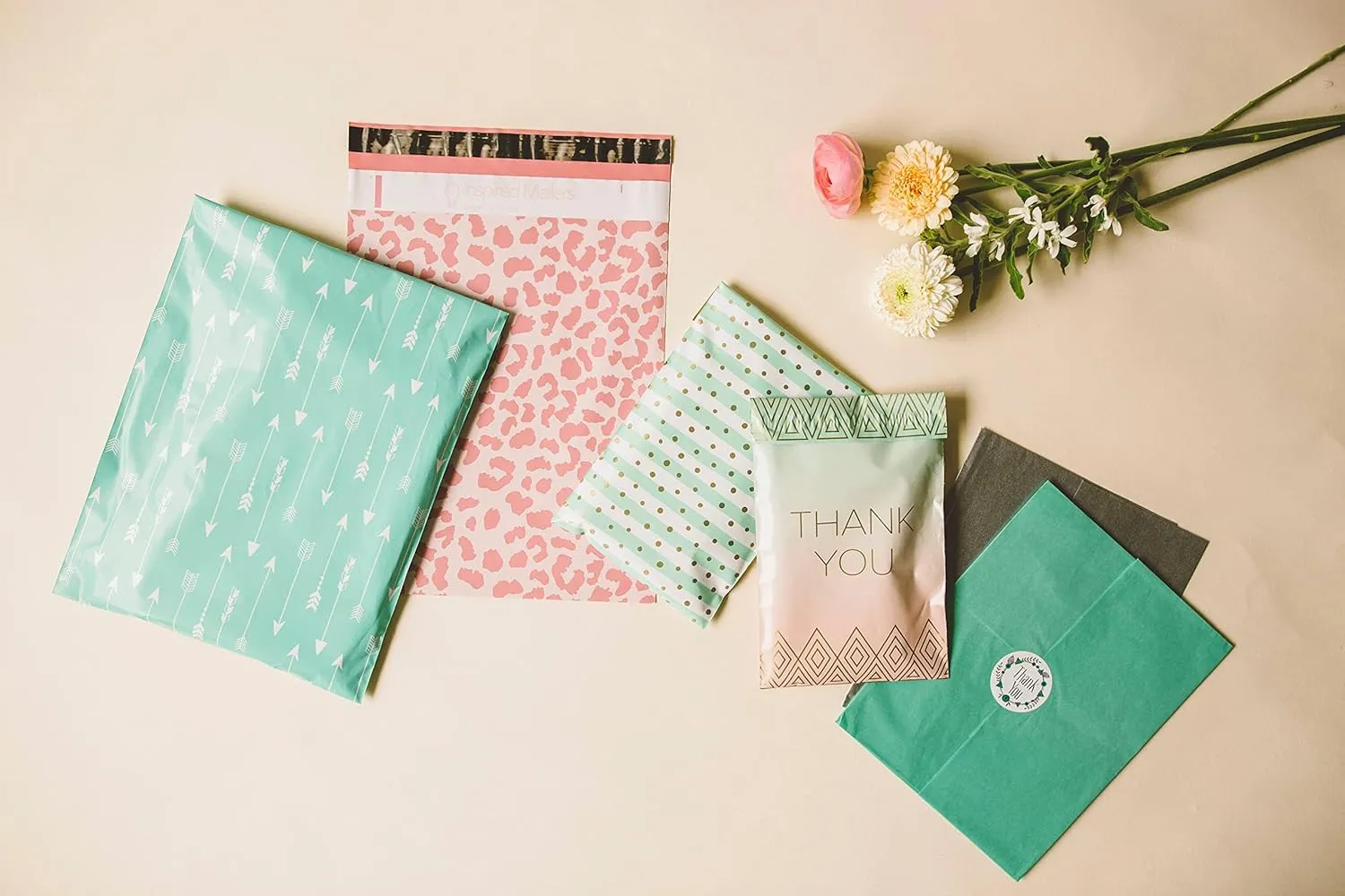 Inspired Mailers - Poly Mailers 6x9-100 Pack - Rose Gold Cheetah Mailers - Small Shipping Bags - Polymailers 6x9 - Small Package Bags - 6x9 Mailing Bags for Shipping