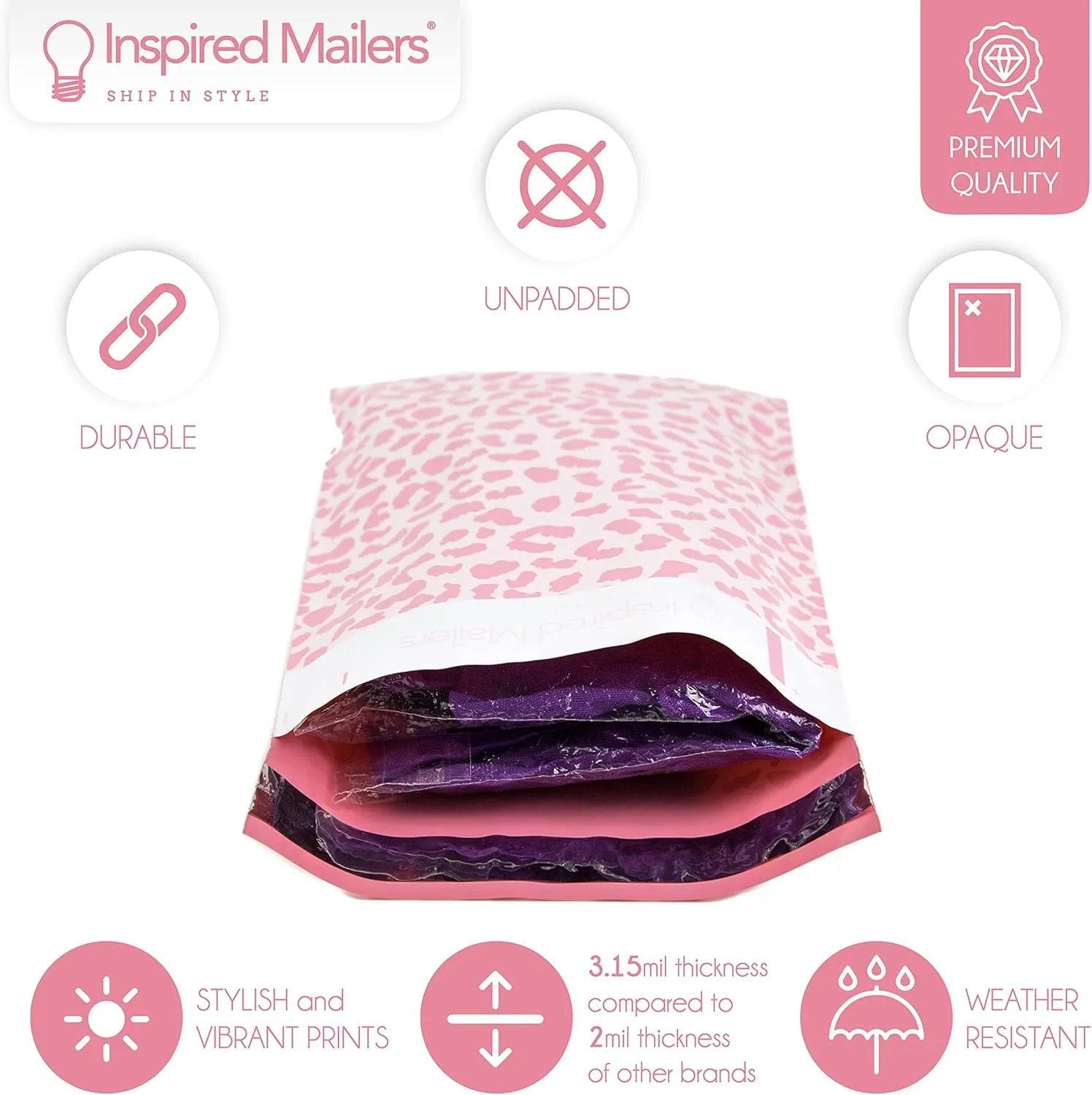 Inspired Mailers - Poly Mailers 6x9-100 Pack - Rose Gold Cheetah Mailers - Small Shipping Bags - Polymailers 6x9 - Small Package Bags - 6x9 Mailing Bags for Shipping
