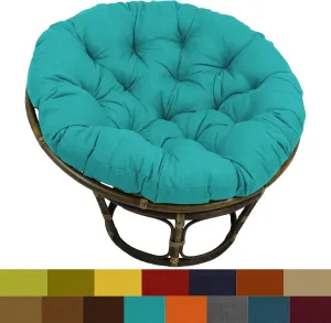 International Caravan Bali 42-inch Papasan Chair with Solid Polyester Cushion Accent Chairs, Gaming Chairs Sea Blue