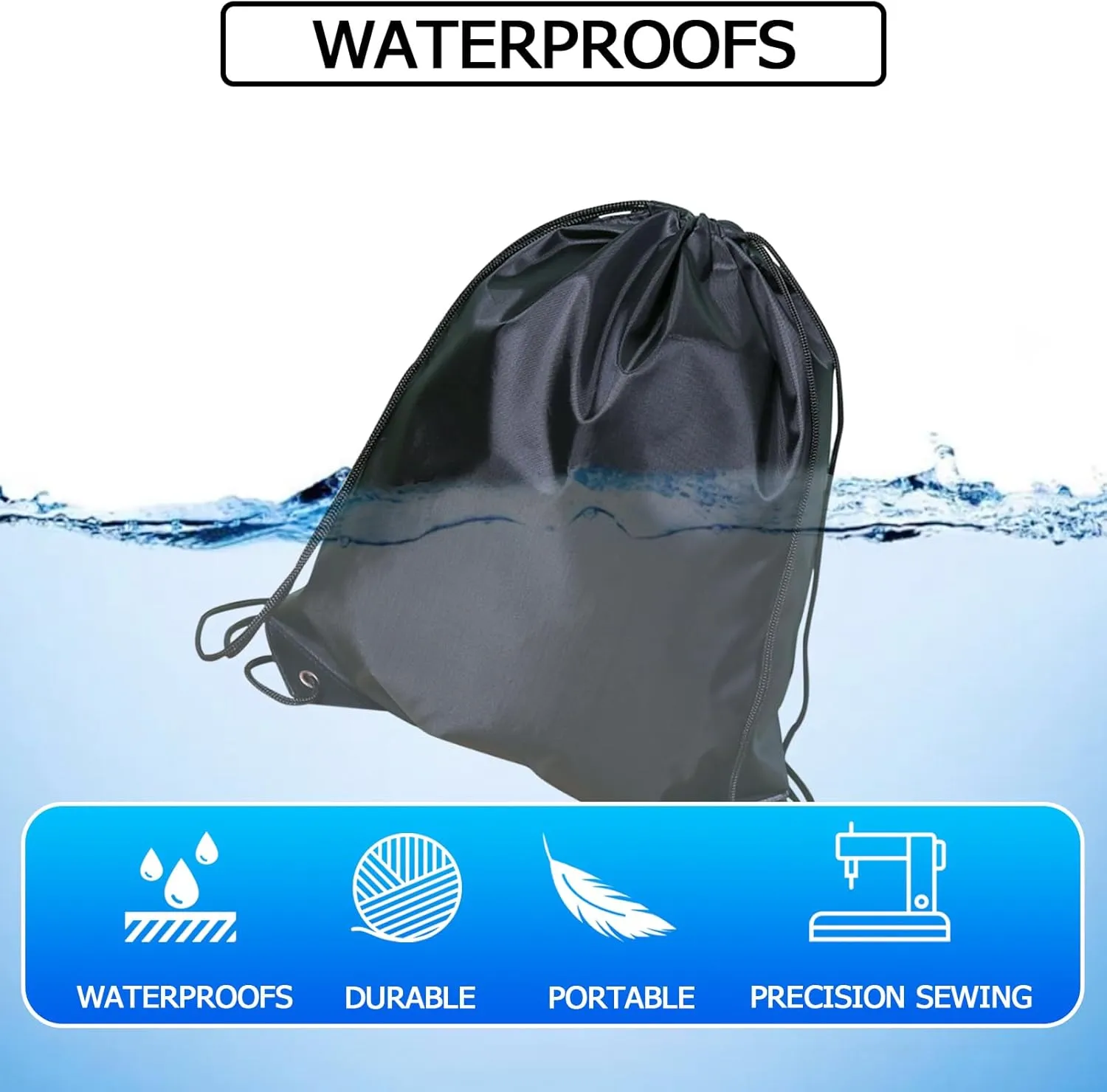 INVODA Drawstring Backpack Bulk String Backpack Drawstring Bags Sport Gym Cinch Bag Sackpack for Women Men (Black 12PCS)