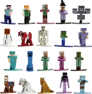Jada Toys Minecraft 1.65" Die-cast Metal Collectible Figurine 20-Pack Wave 2, Toys for Kids and Adults, Multi (30770)