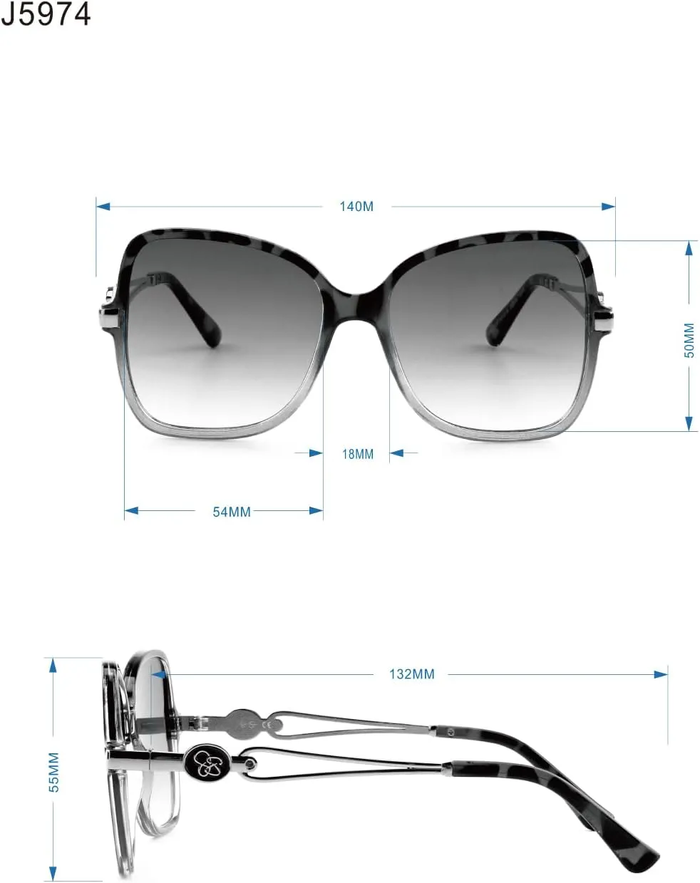 Jessica Simpson Women's J5234 Oversized Retro Butterfly Sunglasses