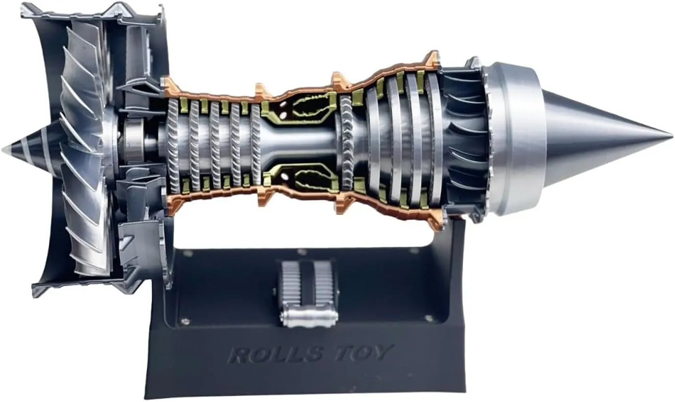 Jet Aircraft Turbofan Turbojet Engine Model Kit, 3D DIY Printed Electric Structures, Aero Mechanical Science, Gift, Education Display, Desktop Toy (Pushrod TR-900 Engine, 11 in)