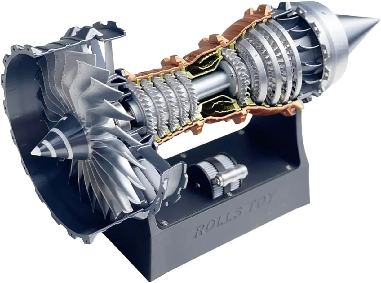 Jet Aircraft Turbofan Turbojet Engine Model Kit, 3D DIY Printed Electric Structures, Aero Mechanical Science, Gift, Education Display, Desktop Toy (Pushrod TR-900 Engine, 11 in)