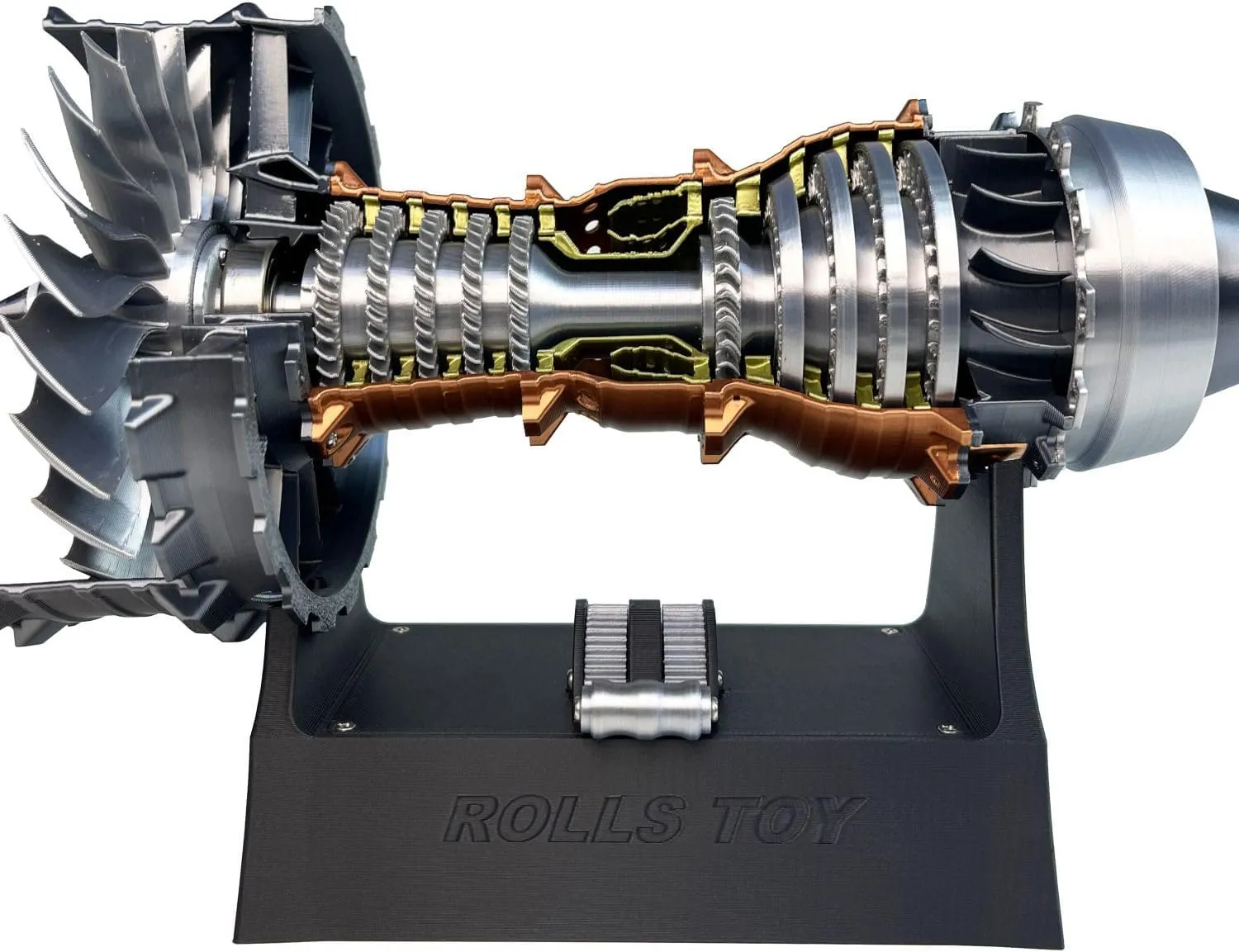 Jet Aircraft Turbofan Turbojet Engine Model Kit, 3D DIY Printed Electric Structures, Aero Mechanical Science, Gift, Education Display, Desktop Toy (Pushrod TR-900 Engine, 11 in)
