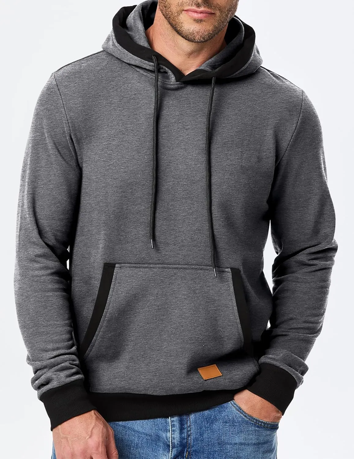 JMIERR Men's Cotton Casual Hoodies Sweatshirts Fashion Long Sleeve Drawstring Fleece Pullover Hoodie with Pockets