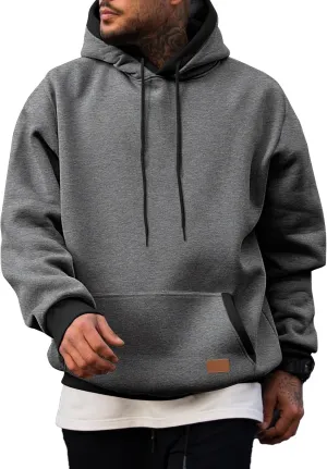 JMIERR Men's Cotton Casual Hoodies Sweatshirts Fashion Long Sleeve Drawstring Fleece Pullover Hoodie with Pockets