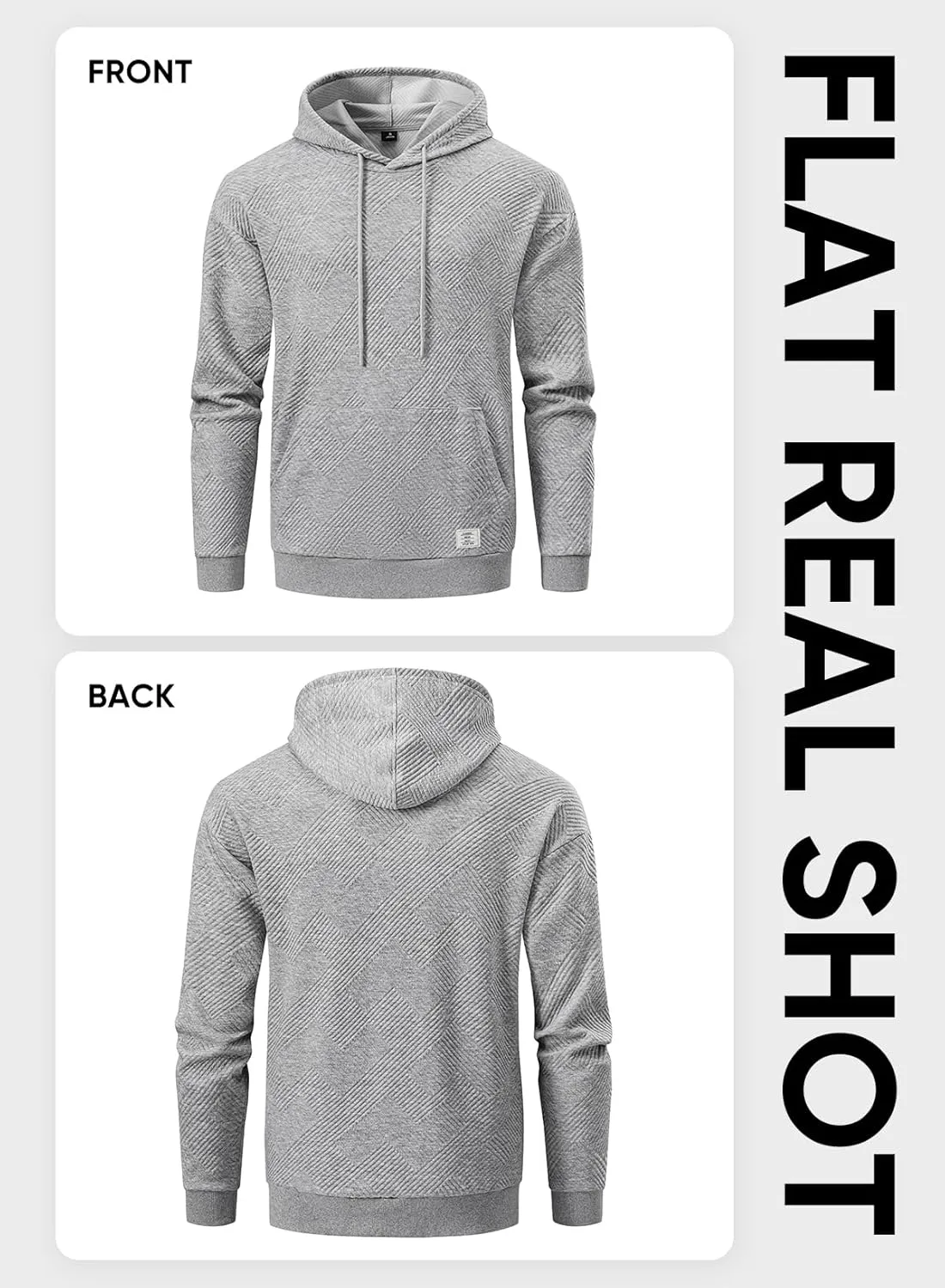 JMIERR Mens Hoodies Sweatshirts Texture Hooded Collar Drawstring Long Sleeve Casual Pullover Shirt