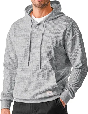 JMIERR Mens Hoodies Sweatshirts Texture Hooded Collar Drawstring Long Sleeve Casual Pullover Shirt