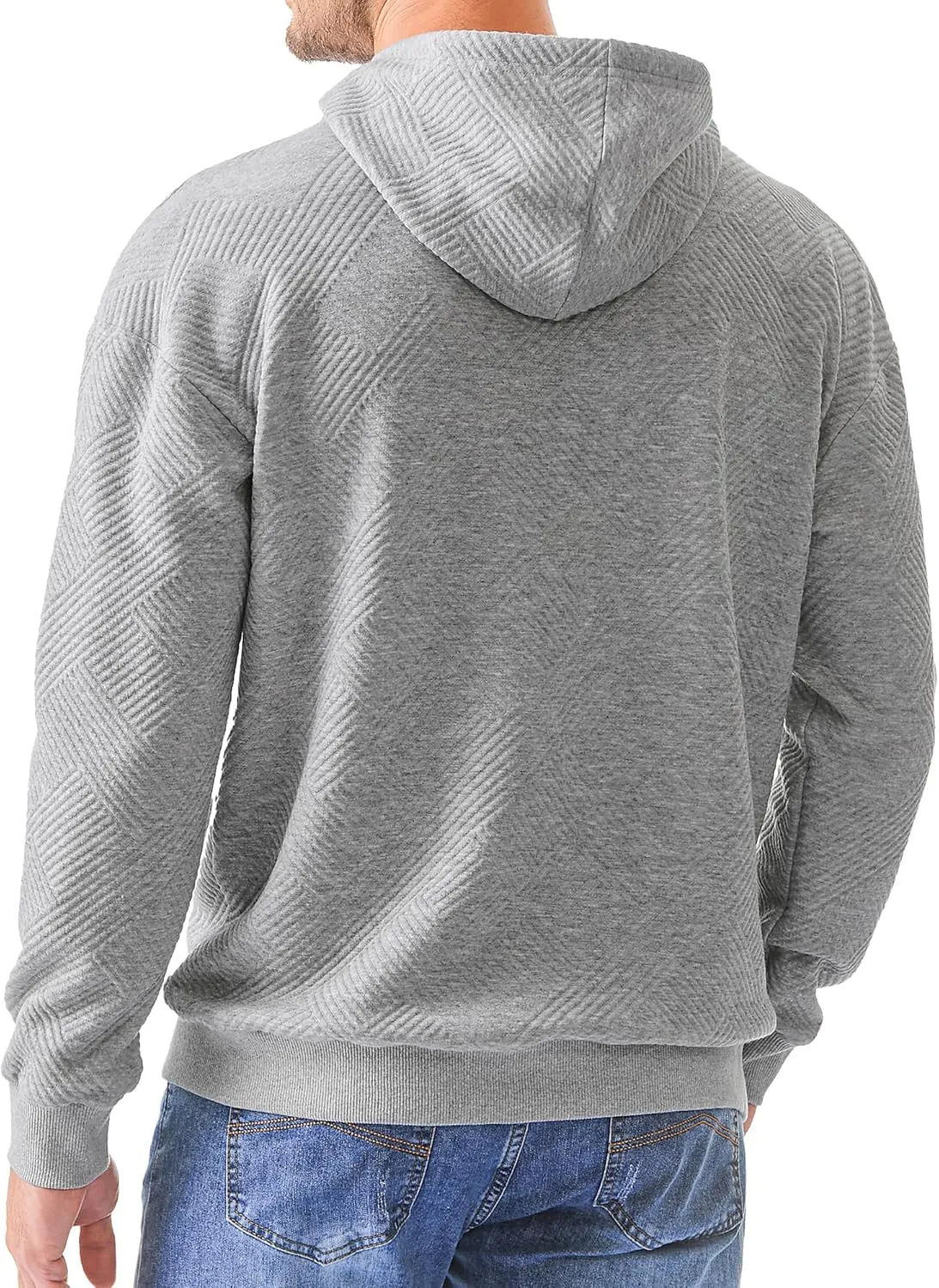 JMIERR Mens Hoodies Sweatshirts Texture Hooded Collar Drawstring Long Sleeve Casual Pullover Shirt
