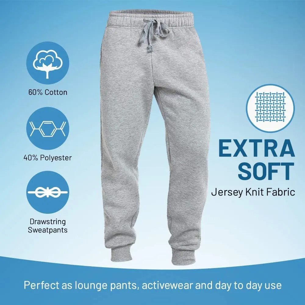 JMR Men's Fleece Sweatpants and Jogger Pants with Side Pockets for Winter Cycling, Gym Training, or Everyday Use